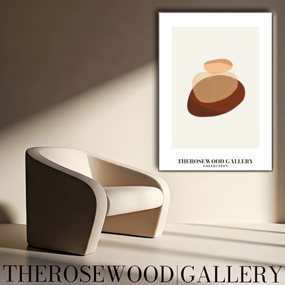Simple Minimal Art Print | Instant Digital Delivery | Cozy Neutral Shades | Circle Motifs | Soft Warm Hues | Pale Pink-Beige Red-Brown Accents