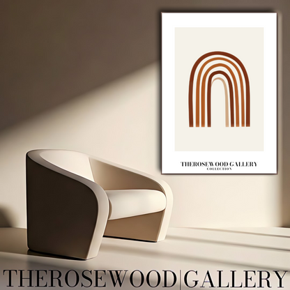 Minimalist Wall Art Printable | Instant Download | Neutral Home Decor | Modern Arc Art | Warm Orange-Brown Tones | Digital Art Living Room