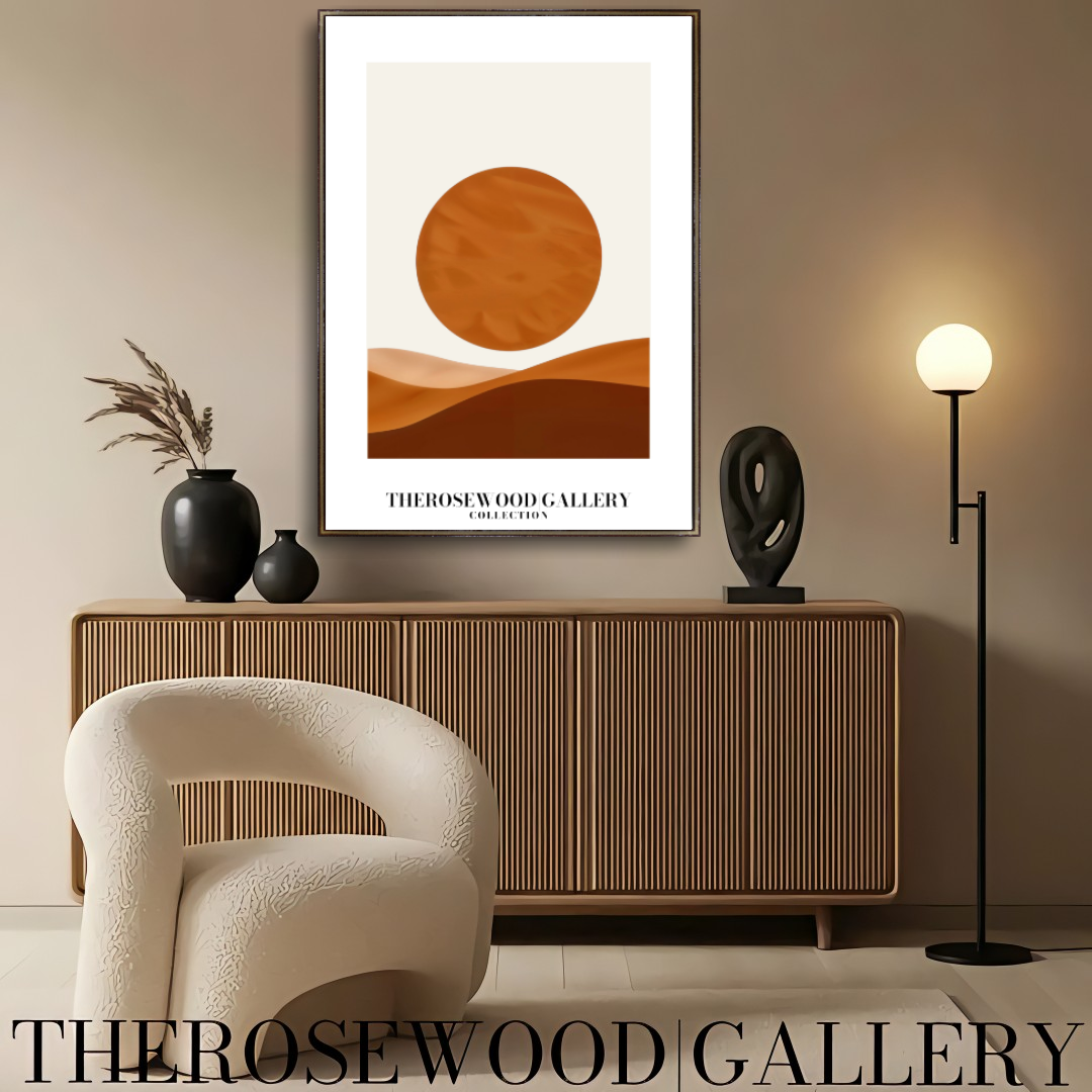 Décoration murale minimaliste moderne | Impression numérique téléchargeable | Palette de couleurs neutres et chaudes | Cercles orange-brun | Décoration d'intérieur minimaliste | Accès instantané