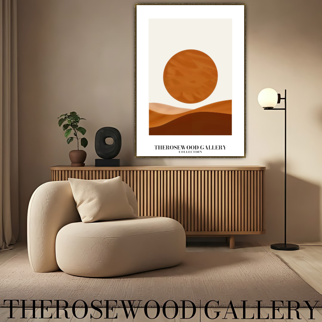 Décoration murale minimaliste moderne | Impression numérique téléchargeable | Palette de couleurs neutres et chaudes | Cercles orange-brun | Décoration d'intérieur minimaliste | Accès instantané