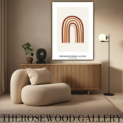 Minimalist Wall Art Printable | Instant Download | Neutral Home Decor | Modern Arc Art | Warm Orange-Brown Tones | Digital Art Living Room