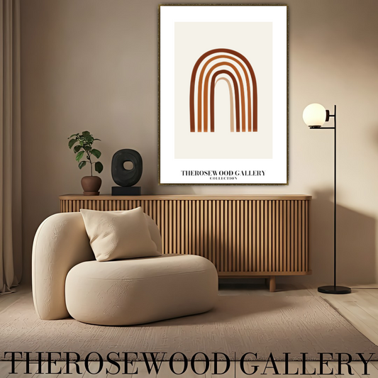 Minimalist Wall Art Printable | Instant Download | Neutral Home Decor | Modern Arc Art | Warm Orange-Brown Tones | Digital Art Living Room
