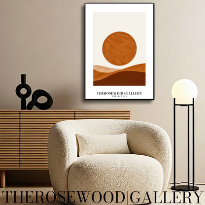 Décoration murale minimaliste moderne | Impression numérique téléchargeable | Palette de couleurs neutres et chaudes | Cercles orange-brun | Décoration d'intérieur minimaliste | Accès instantané
