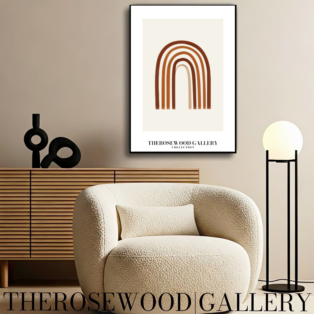 Minimalist Wall Art Printable | Instant Download | Neutral Home Decor | Modern Arc Art | Warm Orange-Brown Tones | Digital Art Living Room