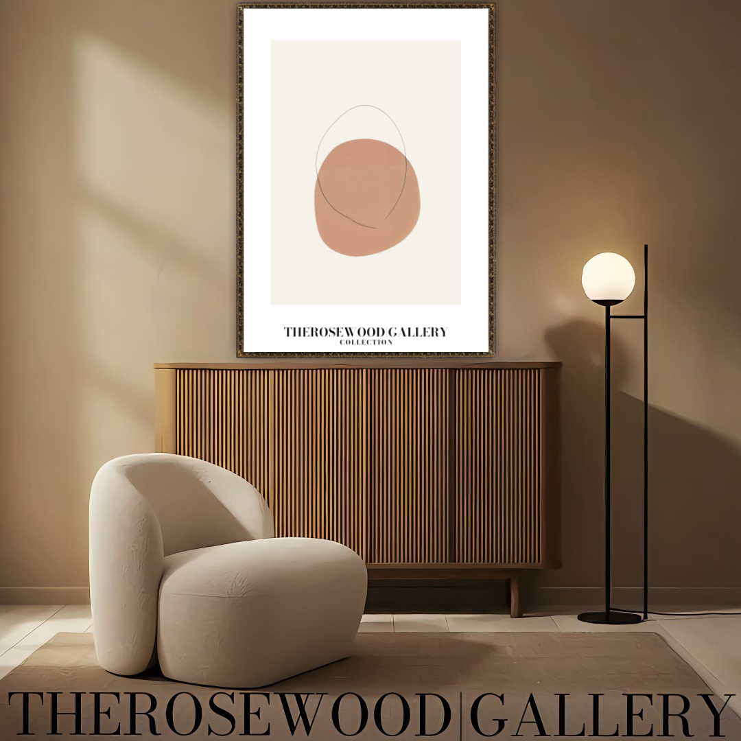 Blassrosa minimalistische Kunst | Sofort-Download | Neutrale Wanddekoration | Moderner abstrakter Kreis | Dezente feine Linie | Poster zum Drucken