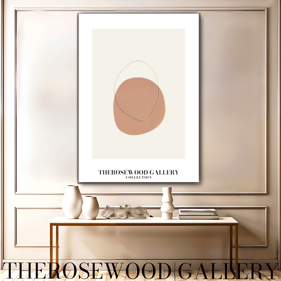 Blassrosa minimalistische Kunst | Sofort-Download | Neutrale Wanddekoration | Moderner abstrakter Kreis | Dezente feine Linie | Poster zum Drucken