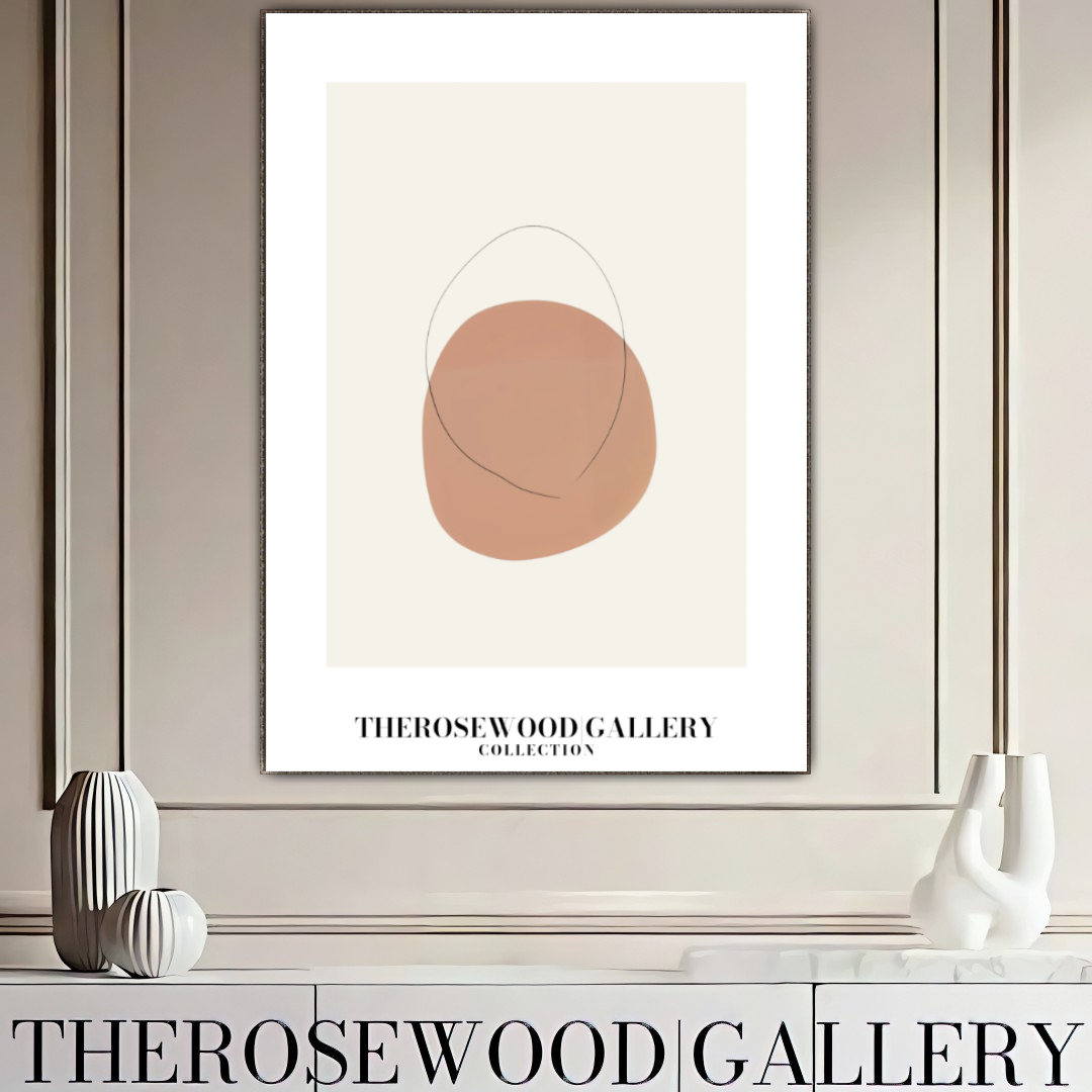 Blassrosa minimalistische Kunst | Sofort-Download | Neutrale Wanddekoration | Moderner abstrakter Kreis | Dezente feine Linie | Poster zum Drucken