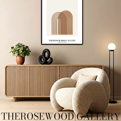 Impression minimaliste | Téléchargement numérique | Décoration neutre | Motif géométrique abstrait en arc | Palette de couleurs organiques | Affiche minimaliste moderne