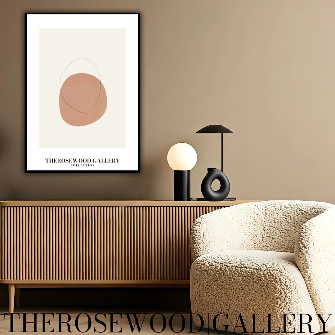 Blassrosa minimalistische Kunst | Sofort-Download | Neutrale Wanddekoration | Moderner abstrakter Kreis | Dezente feine Linie | Poster zum Drucken