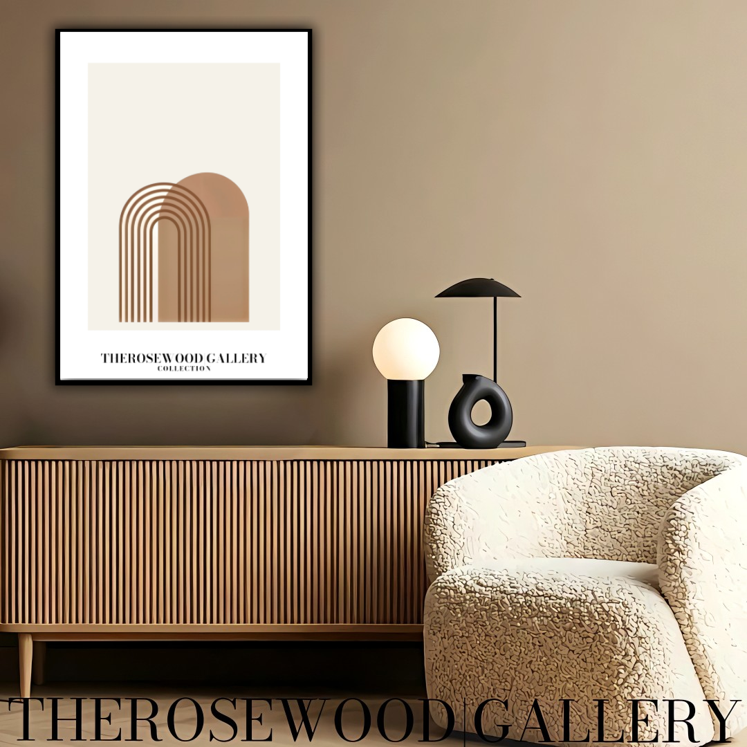 Impression minimaliste | Téléchargement numérique | Décoration neutre | Motif géométrique abstrait en arc | Palette de couleurs organiques | Affiche minimaliste moderne