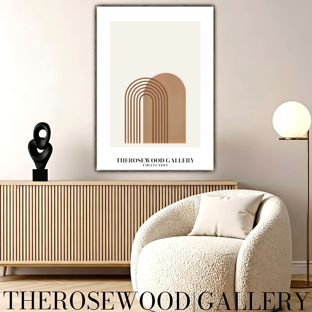 Impression minimaliste | Téléchargement numérique | Décoration neutre | Motif géométrique abstrait en arc | Palette de couleurs organiques | Affiche minimaliste moderne