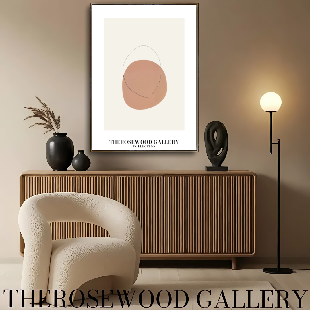 Blassrosa minimalistische Kunst | Sofort-Download | Neutrale Wanddekoration | Moderner abstrakter Kreis | Dezente feine Linie | Poster zum Drucken
