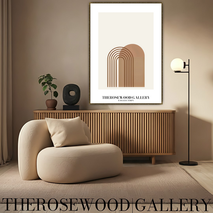 Impression minimaliste | Téléchargement numérique | Décoration neutre | Motif géométrique abstrait en arc | Palette de couleurs organiques | Affiche minimaliste moderne