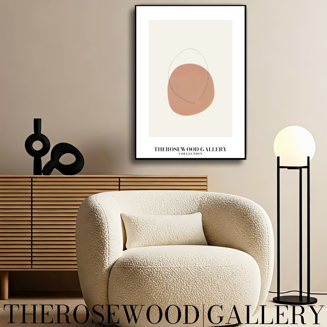 Blassrosa minimalistische Kunst | Sofort-Download | Neutrale Wanddekoration | Moderner abstrakter Kreis | Dezente feine Linie | Poster zum Drucken