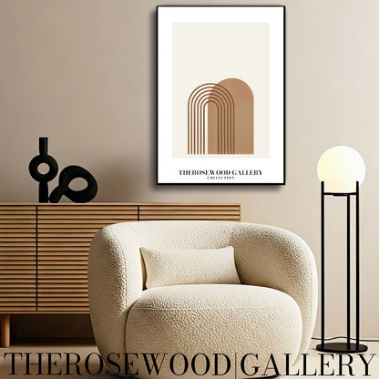 Impression minimaliste | Téléchargement numérique | Décoration neutre | Motif géométrique abstrait en arc | Palette de couleurs organiques | Affiche minimaliste moderne