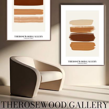 Impression minimaliste contemporaine texturée | Peinture numérique instantanée | Décoration de bureau neutre | Motif abstrait aux coups de pinceau | Teintes brunes naturelles | Affiche artistique moderne