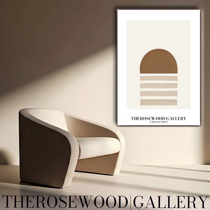 Minimalistischer Kunstdruck in blassem Sand | Digitale Wanddekoration | Neutrale, moderne Innenräume | Kreisförmiges, abstraktes Design | Druckbar in sanften Naturtönen