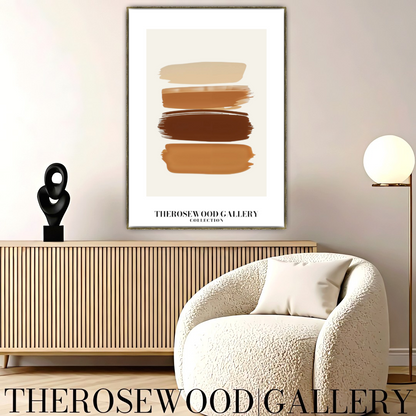 Impression minimaliste contemporaine texturée | Peinture numérique instantanée | Décoration de bureau neutre | Motif abstrait aux coups de pinceau | Teintes brunes naturelles | Affiche artistique moderne