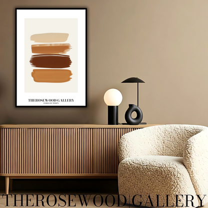 Impression minimaliste contemporaine texturée | Peinture numérique instantanée | Décoration de bureau neutre | Motif abstrait aux coups de pinceau | Teintes brunes naturelles | Affiche artistique moderne