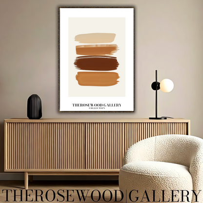 Impression minimaliste contemporaine texturée | Peinture numérique instantanée | Décoration de bureau neutre | Motif abstrait aux coups de pinceau | Teintes brunes naturelles | Affiche artistique moderne