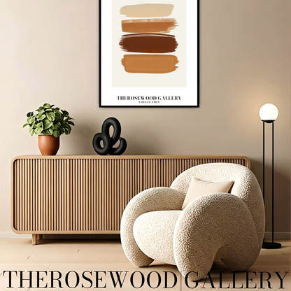 Impression minimaliste contemporaine texturée | Peinture numérique instantanée | Décoration de bureau neutre | Motif abstrait aux coups de pinceau | Teintes brunes naturelles | Affiche artistique moderne
