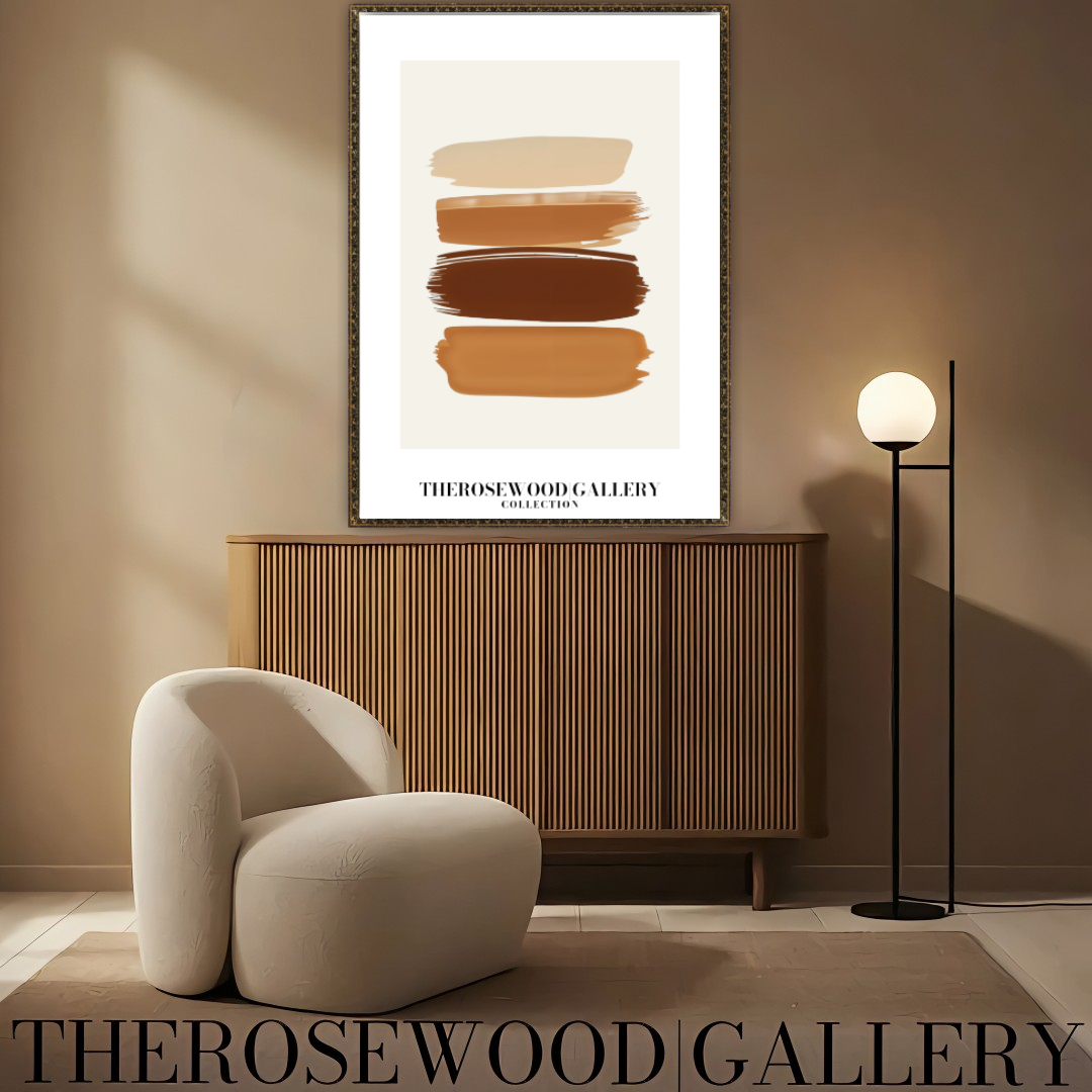 Impression minimaliste contemporaine texturée | Peinture numérique instantanée | Décoration de bureau neutre | Motif abstrait aux coups de pinceau | Teintes brunes naturelles | Affiche artistique moderne