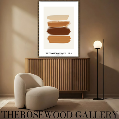 Impression minimaliste contemporaine texturée | Peinture numérique instantanée | Décoration de bureau neutre | Motif abstrait aux coups de pinceau | Teintes brunes naturelles | Affiche artistique moderne