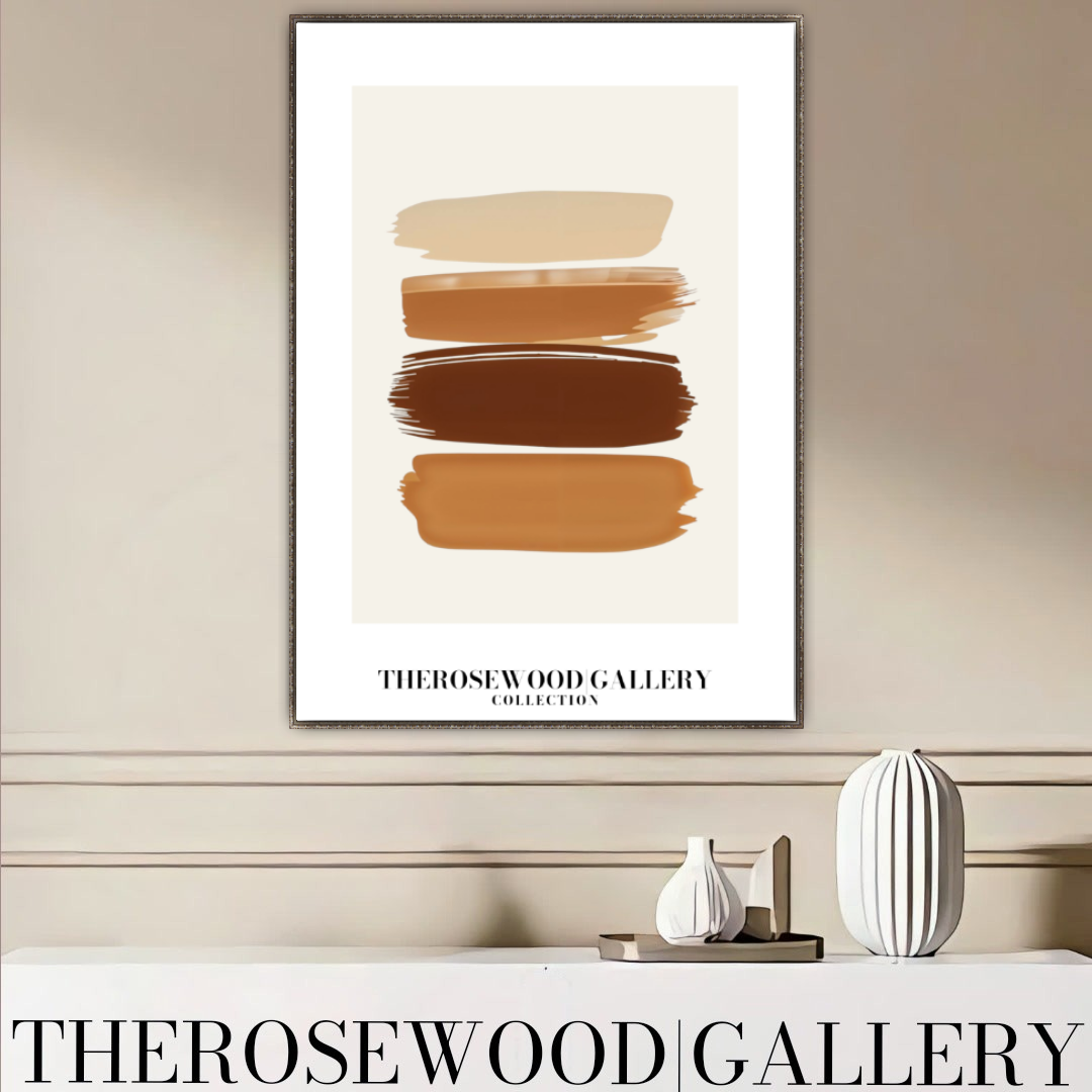 Impression minimaliste contemporaine texturée | Peinture numérique instantanée | Décoration de bureau neutre | Motif abstrait aux coups de pinceau | Teintes brunes naturelles | Affiche artistique moderne