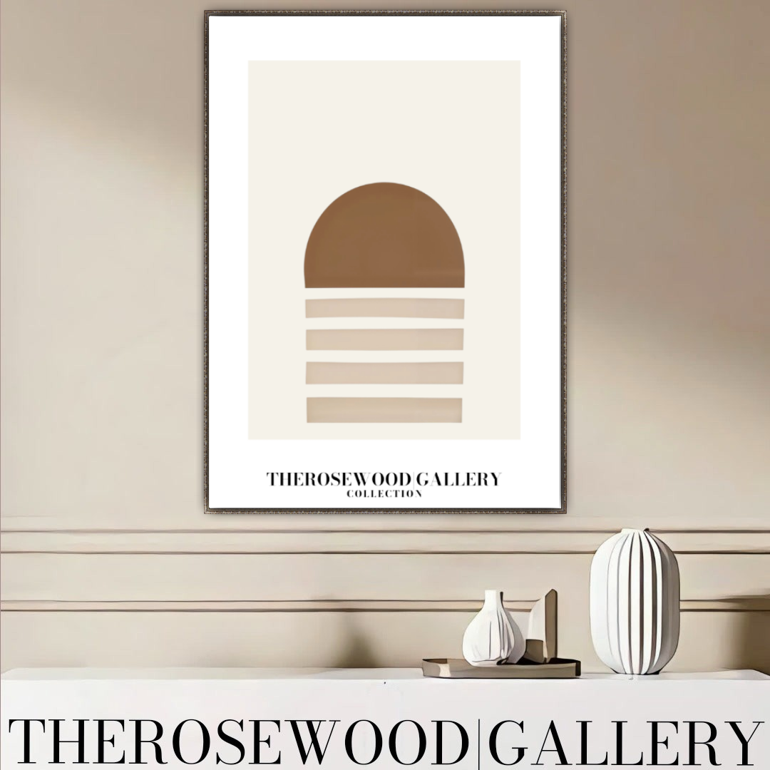 Minimalistischer Kunstdruck in blassem Sand | Digitale Wanddekoration | Neutrale, moderne Innenräume | Kreisförmiges, abstraktes Design | Druckbar in sanften Naturtönen