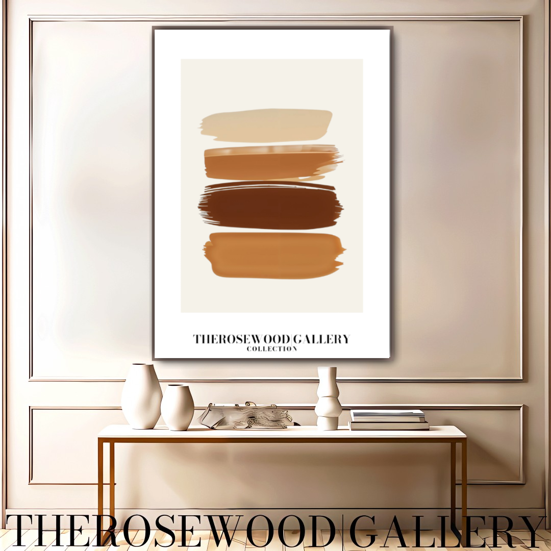 Impression minimaliste contemporaine texturée | Peinture numérique instantanée | Décoration de bureau neutre | Motif abstrait aux coups de pinceau | Teintes brunes naturelles | Affiche artistique moderne