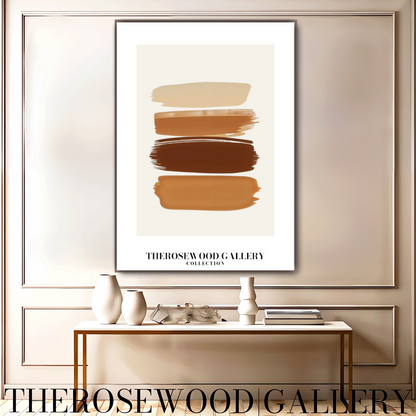 Impression minimaliste contemporaine texturée | Peinture numérique instantanée | Décoration de bureau neutre | Motif abstrait aux coups de pinceau | Teintes brunes naturelles | Affiche artistique moderne