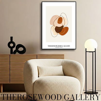 Impression géométrique contemporaine | Art mural numérique | Décoration chaleureuse | Motif de formes superposées | Tons subtils et discrets