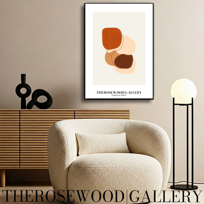 Instant Digital Wall Art | Red-Brick Cream Living Room Decor | Warm Tones Abstract Pattern | Soft Earthy Colors | Modern Print