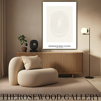 Neutraler Kunstdruck | Sofortiges digitales Kunstwerk | Dezente Büro-Wanddekoration | Skizze feiner schwarzer Kreislinien | Stilvolles modernes Poster