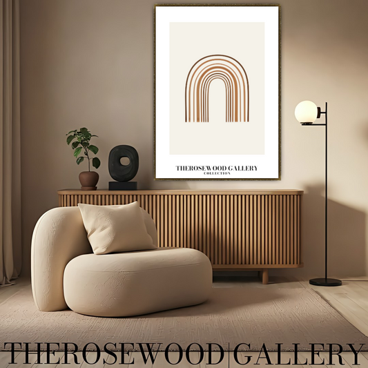 Minimal Arc Art | Digital Art for Instant Download | Neutral Home Office Decor | Warm Brown Shades | Chic Modern Poster