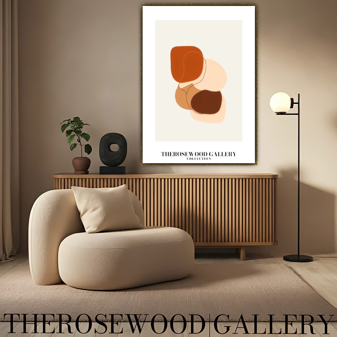Instant Digital Wall Art | Red-Brick Cream Living Room Decor | Warm Tones Abstract Pattern | Soft Earthy Colors | Modern Print