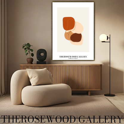 Instant Digital Wall Art | Red-Brick Cream Living Room Decor | Warm Tones Abstract Pattern | Soft Earthy Colors | Modern Print