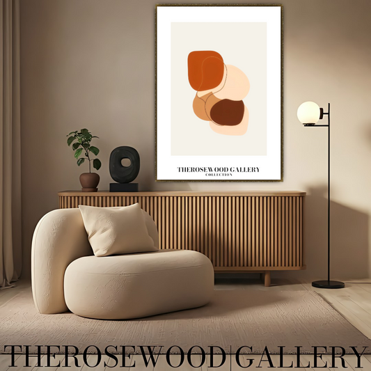 Instant Digital Wall Art | Red-Brick Cream Living Room Decor | Warm Tones Abstract Pattern | Soft Earthy Colors | Modern Print