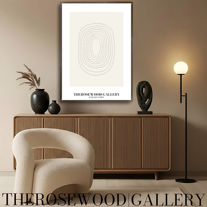 Neutraler Kunstdruck | Sofortiges digitales Kunstwerk | Dezente Büro-Wanddekoration | Skizze feiner schwarzer Kreislinien | Stilvolles modernes Poster