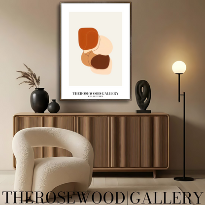 Instant Digital Wall Art | Red-Brick Cream Living Room Decor | Warm Tones Abstract Pattern | Soft Earthy Colors | Modern Print