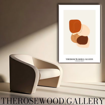 Instant Digital Wall Art | Red-Brick Cream Living Room Decor | Warm Tones Abstract Pattern | Soft Earthy Colors | Modern Print