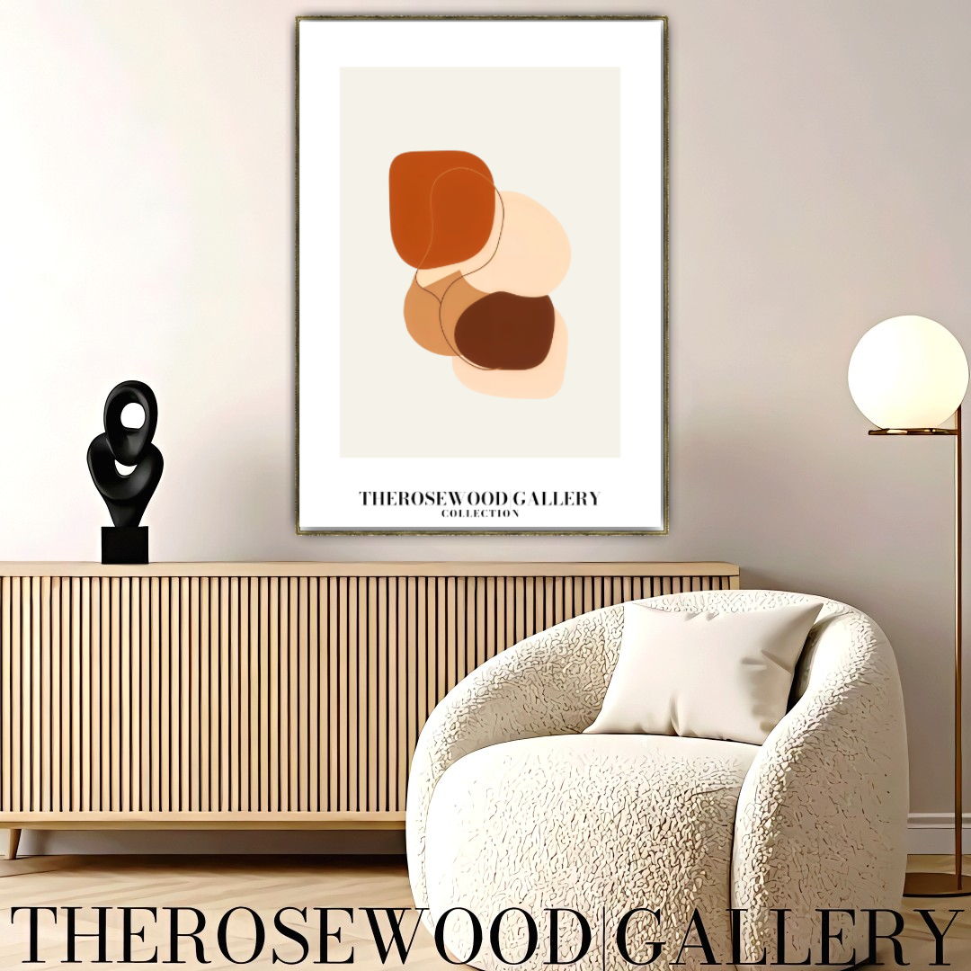 Instant Digital Wall Art | Red-Brick Cream Living Room Decor | Warm Tones Abstract Pattern | Soft Earthy Colors | Modern Print