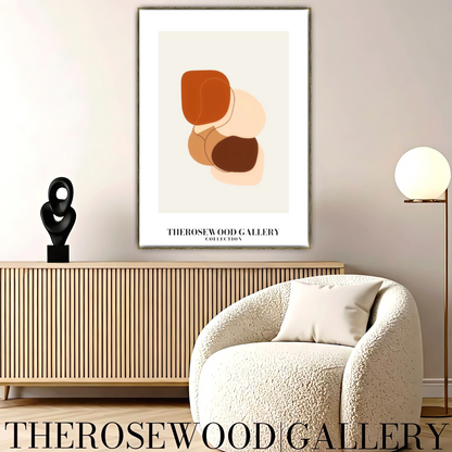 Instant Digital Wall Art | Red-Brick Cream Living Room Decor | Warm Tones Abstract Pattern | Soft Earthy Colors | Modern Print