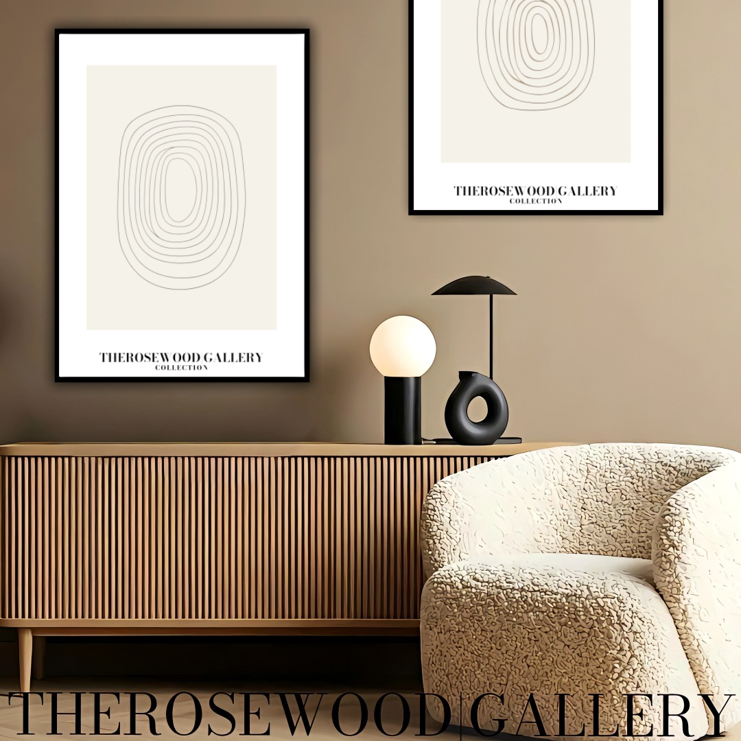 Neutraler Kunstdruck | Sofortiges digitales Kunstwerk | Dezente Büro-Wanddekoration | Skizze feiner schwarzer Kreislinien | Stilvolles modernes Poster