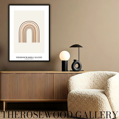 Art minimaliste en arc | Art numérique à télécharger instantanément | Décoration neutre pour la maison et le bureau | Nuances de brun chaud | Affiche moderne et chic