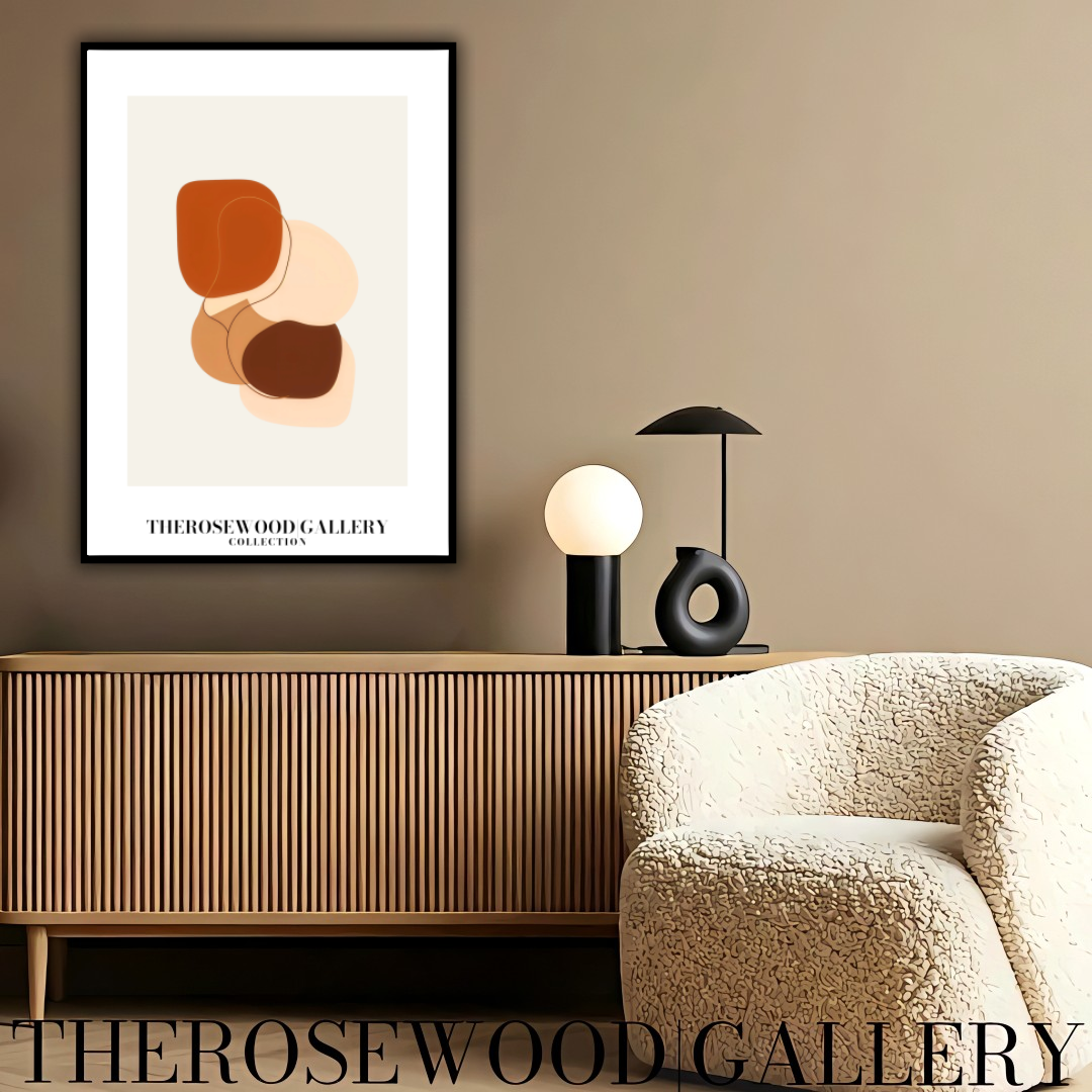 Instant Digital Wall Art | Red-Brick Cream Living Room Decor | Warm Tones Abstract Pattern | Soft Earthy Colors | Modern Print