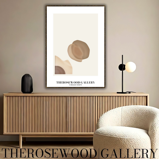 Contemporary Abstract Minimal Print | Digital Downloadable Art | Neutral Workspace Accent | Artistic Asymmetrical Cercles | Soft Brown