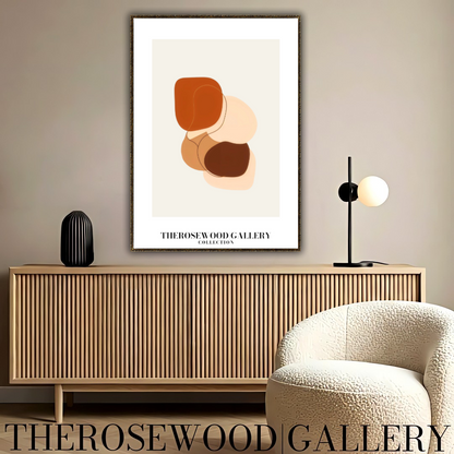 Instant Digital Wall Art | Red-Brick Cream Living Room Decor | Warm Tones Abstract Pattern | Soft Earthy Colors | Modern Print