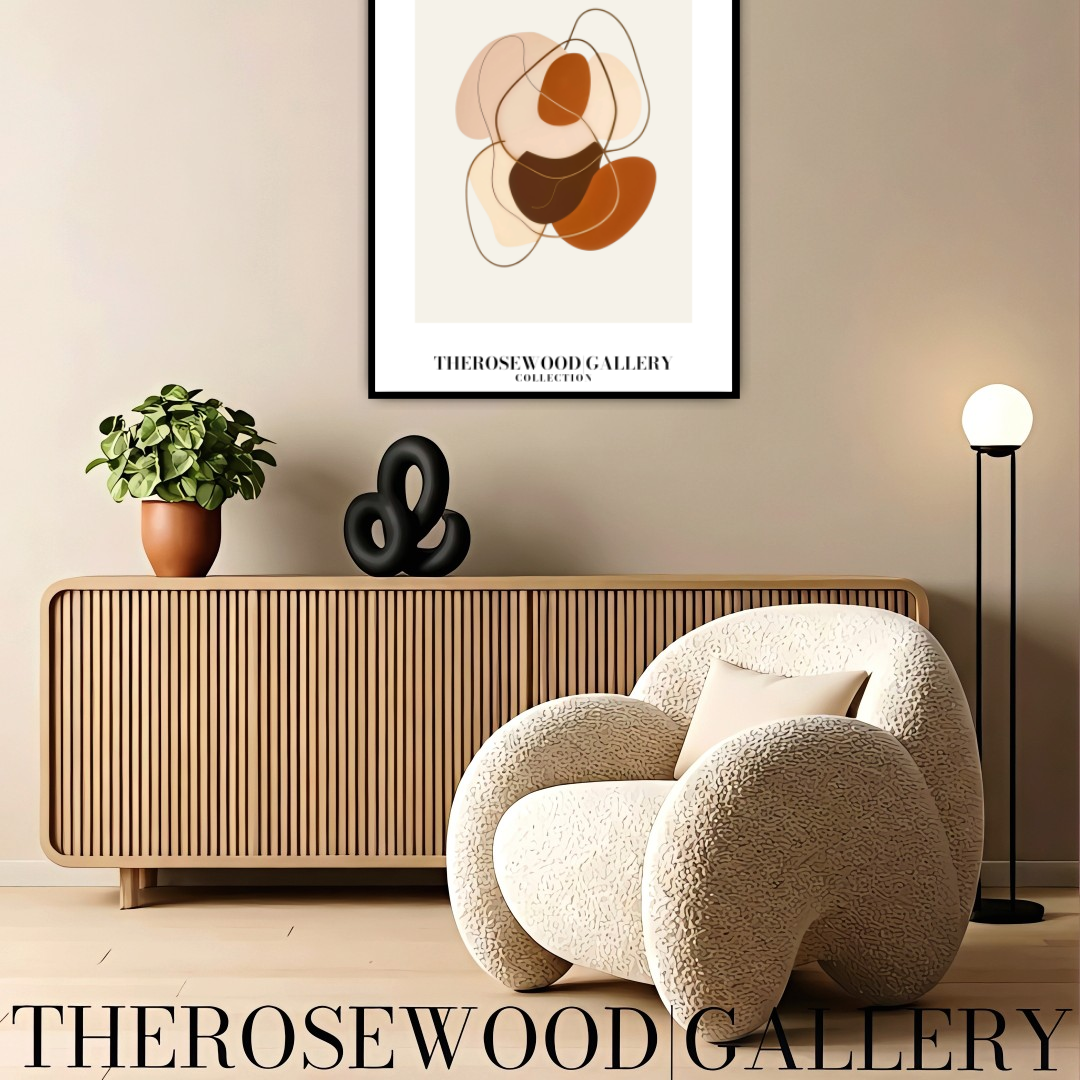 Impression géométrique contemporaine | Art mural numérique | Décoration chaleureuse | Motif de formes superposées | Tons subtils et discrets