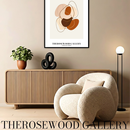 Impression géométrique contemporaine | Art mural numérique | Décoration chaleureuse | Motif de formes superposées | Tons subtils et discrets
